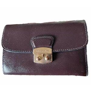 Coach Avary Medium Envelope Wallet F39164 Brown Embossed Leather Clean EPOC Gold